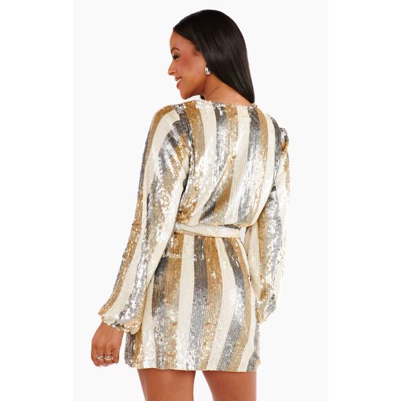 Show Me Your Mumu Wear Me Out Dress Champagne Beaded Sequins S NWT - Picture 8 of 8